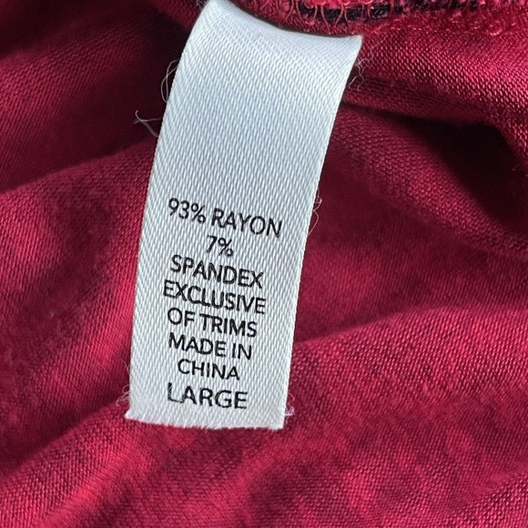 Soma Sleep Shirt Womens Large Red Lace Print Nightgown Loungewear Soft Rayon - Picture 5 of 10